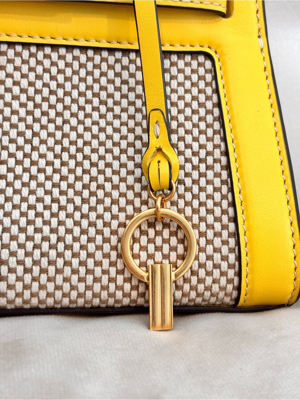 TORY BURCH Yellow Petite Lee Radziwill Woven Mini Bag NWOT - Picture 4 of 16